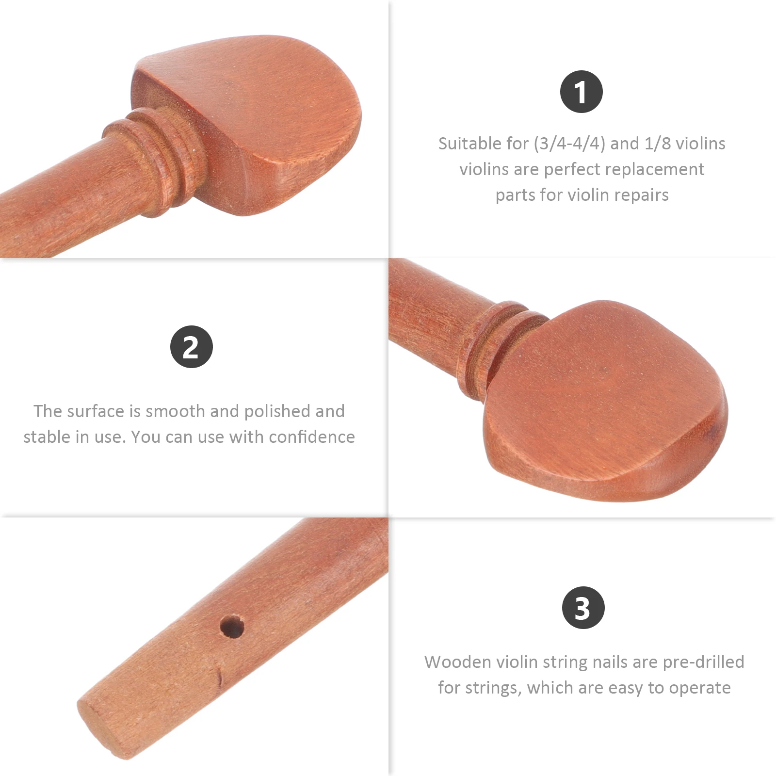 4 Pcs Violin Pegs Tuning Musical Instrument Accessories Wood Replacement Supplies for Parts
4 Pcs Violin Pegs Tuning Musical Instrument Accessories Wood Replacement Supplies for Parts