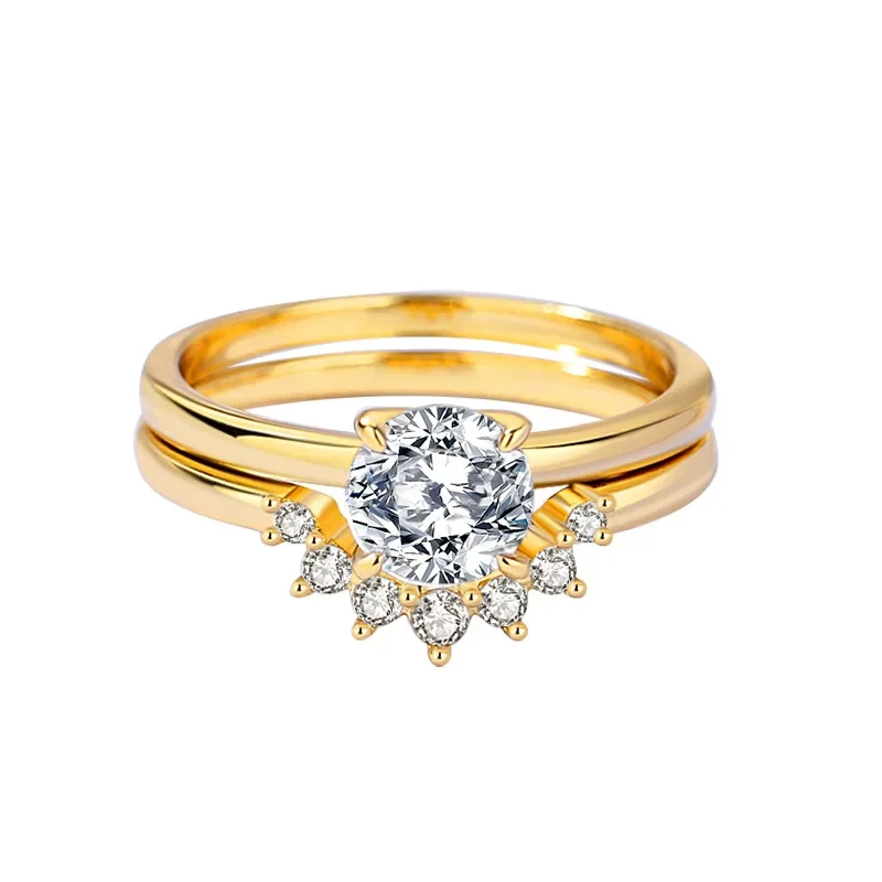 100% 925 Sterling Silver 1 Carat Moissanite Ring Set For Women 18K Gold Plated Wedding Eternity Ring Party Fine Jewelry
100% 925 Sterling Silver 1 Carat Moissanite Ring Set For Women 18K Gold Plated Wedding Eternity Ring Party Fine Jewelry