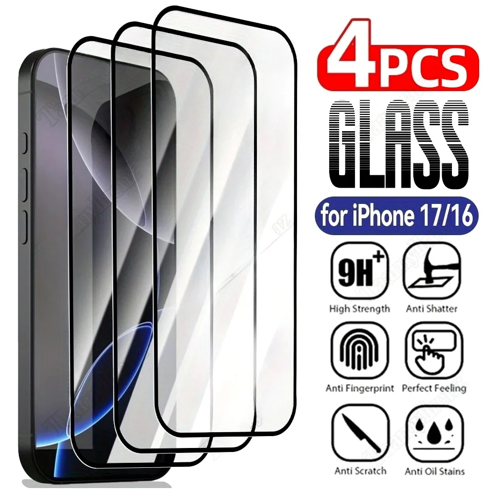 4Pcs Ultra HD Full Screen Protector for iPhone 17 16 15 Pro Max 16e 17 Air Tempered Glass for iPhone 14 13 12 11 Pro 15 14 Plus
4Pcs Ultra HD Full Screen Protector for iPhone 17 16 15 Pro Max 16e 17 Air Tempered Glass for iPhone 14 13 12 11 Pro 15 14 Plus