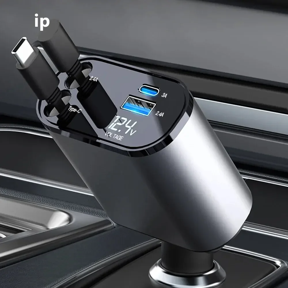 106W 4 IN 1 Retractable Car Charger USB Type C Fast Charger Digital Display Cigarette Lighter Adapter PD QC3.0 for IPhone/Samsun
106W 4 IN 1 Retractable Car Charger USB Type C Fast Charger Digital Display Cigarette Lighter Adapter PD QC3.0 for IPhone/Samsun