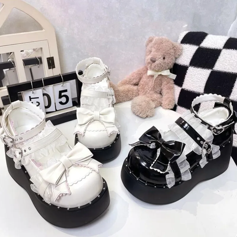 Bow Knot Sponge Cake Shoes Lolita Japan JK PU Shoes Mary Jane Shoes Girls Thick Sole Height Round Head Cute Matching Skirt New
Bow Knot Sponge Cake Shoes Lolita Japan JK PU Shoes Mary Jane Shoes Girls Thick Sole Height Round Head Cute Matching Skirt New