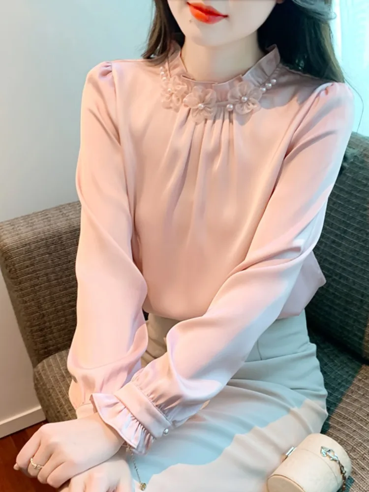 Women's Long Sleeve Chiffon Shirt Stand Collar Inner Wear Spring Autumn New Style Elegant Earlet Collar Base Shirt
Women's Long Sleeve Chiffon Shirt Stand Collar Inner Wear Spring Autumn New Style Elegant Earlet Collar Base Shirt