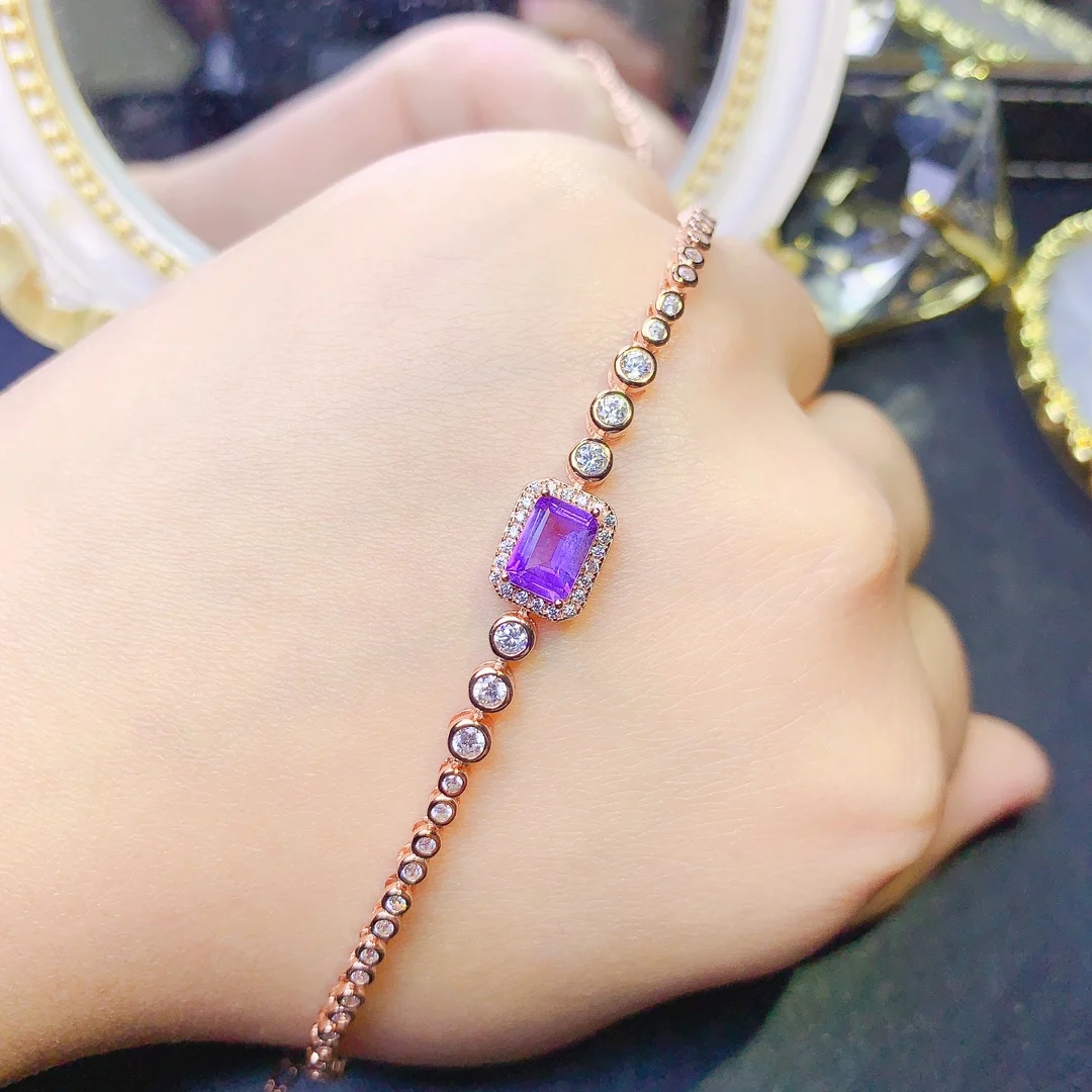 Bracelet 925 Sterling Silver Bracelet Pure Natural Amethyst simple exquisite fashion women exquisite wedding jewelry luxury
Bracelet 925 Sterling Silver Bracelet Pure Natural Amethyst simple exquisite fashion women exquisite wedding jewelry luxury