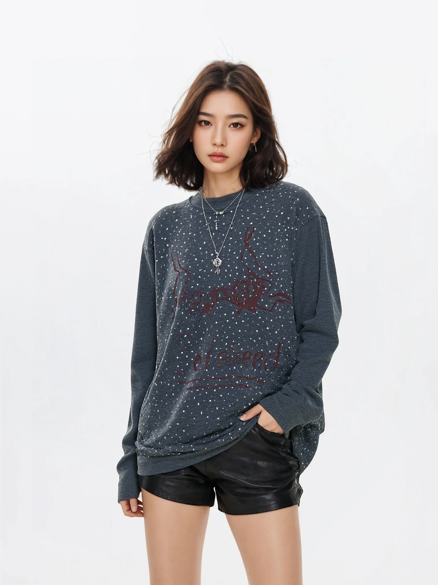 BW Long Sve T-irt Women's Loose round Ne Rhinestone Base irt Deep ey Casual Sle Spring Cotton Polyester Blend
BW Long Sve T-irt Women's Loose round Ne Rhinestone Base irt Deep ey Casual Sle Spring Cotton Polyester Blend