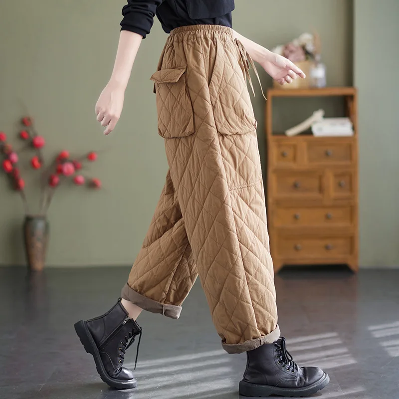 Women Winter Warm Down Cotton Pants Thick Warm Padded Quilted Trousers Elastic Waist Pantalones Casual Loose Straight Trousers
Women Winter Warm Down Cotton Pants Thick Warm Padded Quilted Trousers Elastic Waist Pantalones Casual Loose Straight Trousers