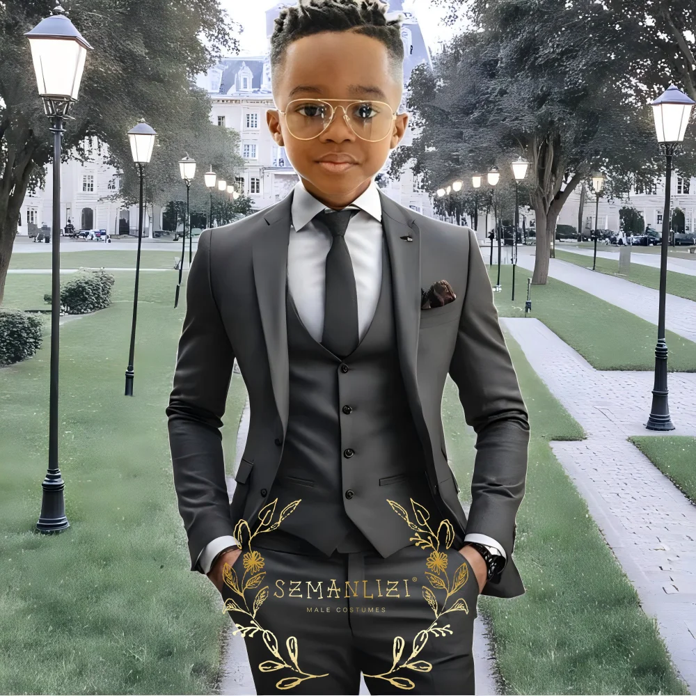 Dark Grey Flower Boys Formal Suits Clothing Set Kids Coat Vest Pants 3Pcs Wedding Tuxedo Suit Children Blazer Birthday Costume
Dark Grey Flower Boys Formal Suits Clothing Set Kids Coat Vest Pants 3Pcs Wedding Tuxedo Suit Children Blazer Birthday Costume