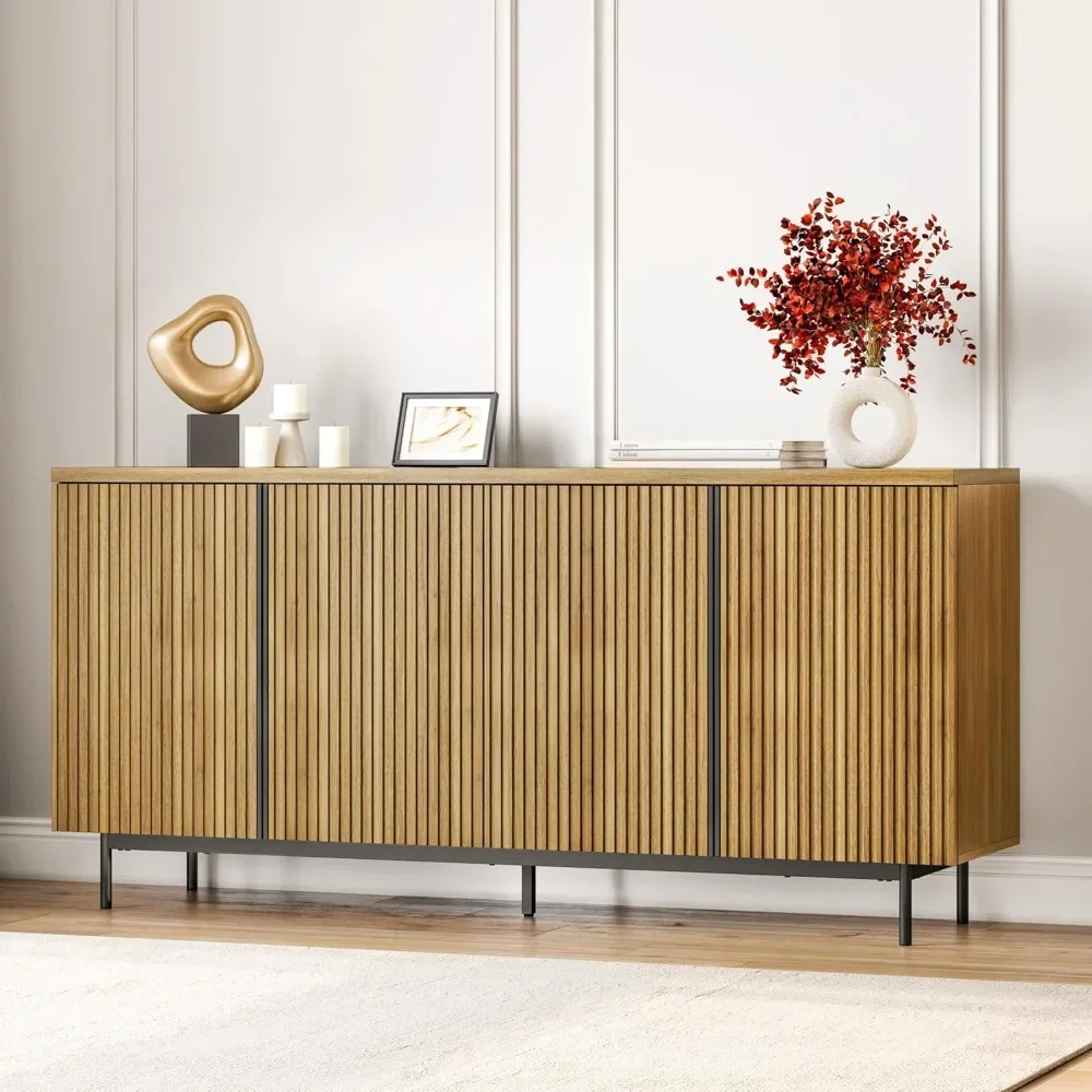 Dining Cabinet, 63 Inch Storage Cabinet, with Grooved Decorative Doors, Modern Console Table
Dining Cabinet, 63 Inch Storage Cabinet, with Grooved Decorative Doors, Modern Console Table