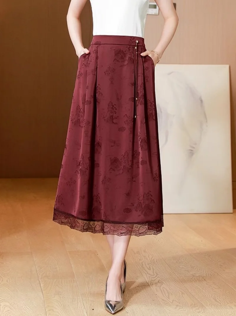 2025 New Chinese Jacquard Silk Fragrant Cloud Yarn Skirt High End Versatile High Waisted Middle aged Mother's Skirt w057
2025 New Chinese Jacquard Silk Fragrant Cloud Yarn Skirt High End Versatile High Waisted Middle aged Mother's Skirt w057