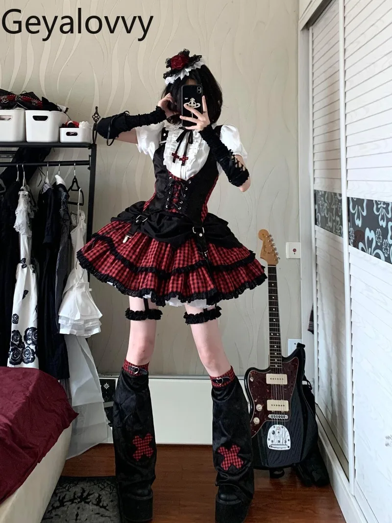Sweetheart American Sweet Spicy Yabi Style Set Lolita Summer New Short Sleeve Top and Plaid High Waist Tie Slimming Skirts
Sweetheart American Sweet Spicy Yabi Style Set Lolita Summer New Short Sleeve Top and Plaid High Waist Tie Slimming Skirts