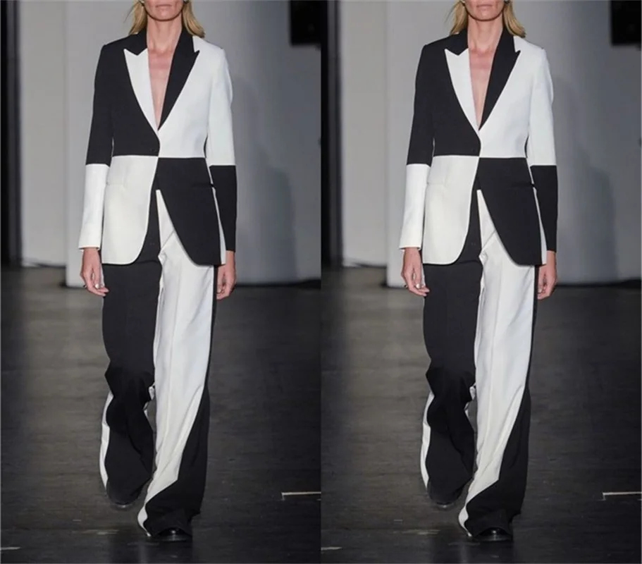 Stitching Color Women Suits Set Tuxedo 2 Pieces (Blazer+Pants) Fashion Designer White And Black Party Prom Dress Custom Made
Stitching Color Women Suits Set Tuxedo 2 Pieces (Blazer+Pants) Fashion Designer White And Black Party Prom Dress Custom Made