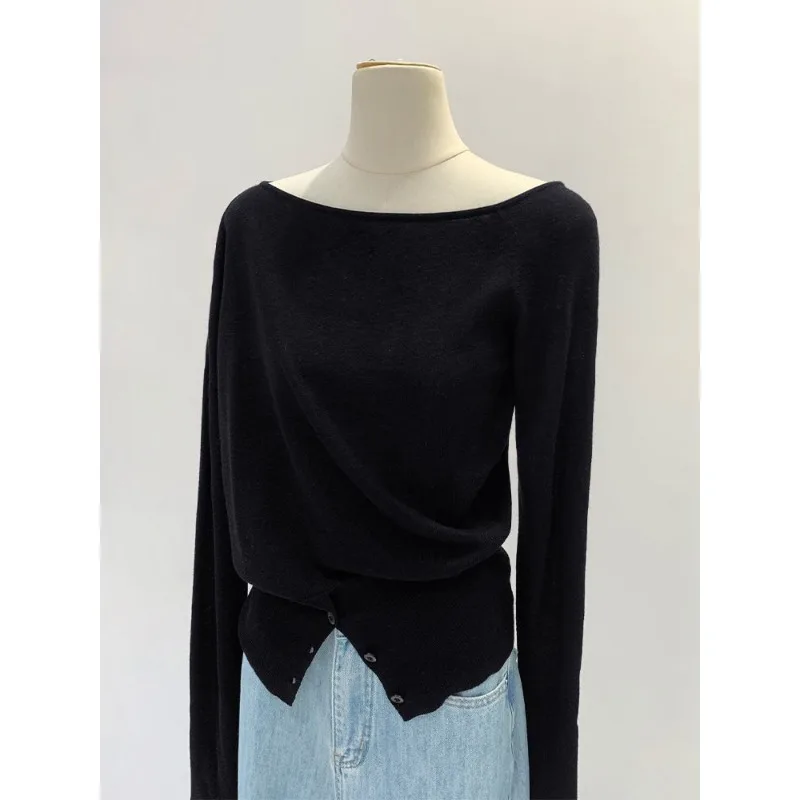 Свитер с длинными рукавами и разрезом нестандартного дизайна, осенний новый корейский стиль, простой низ с наклонным воротником для поездок на работу
Свитер с длинными рукавами и разрезом нестандартного дизайна, осенний новый корейский стиль, простой низ с наклонным воротником для поездок на работу