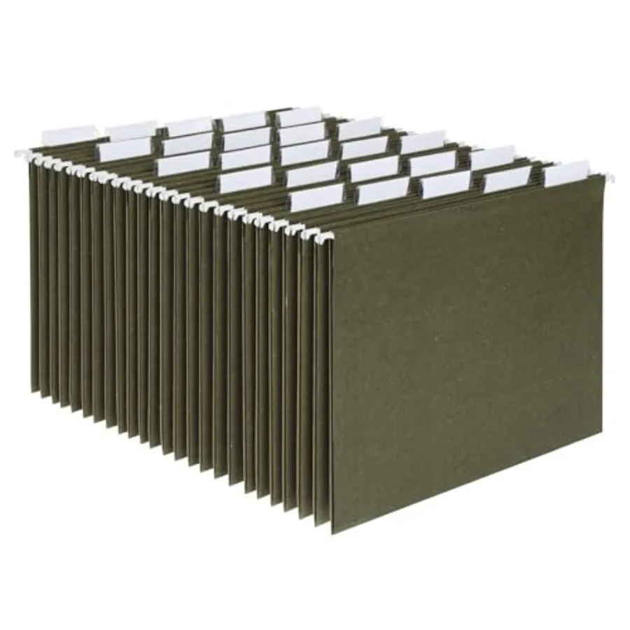 Recycled Hanging File Folders, 25 Pack, Green, Letter Size 8.5" x 11",5 Tab Positions, Includes Tabs and Inserts, Eco-Friendly
Recycled Hanging File Folders, 25 Pack, Green, Letter Size 8.5" x 11",5 Tab Positions, Includes Tabs and Inserts, Eco-Friendly
