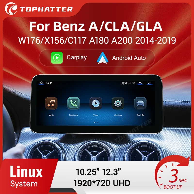 12.3' Wireless CarPlay Android Auto Multimedia Display Screen for Benz A/CLA/GLA W176 X156 C117 2014-2019 Automotive Navi
12.3' Wireless CarPlay Android Auto Multimedia Display Screen for Benz A/CLA/GLA W176 X156 C117 2014-2019 Automotive Navi