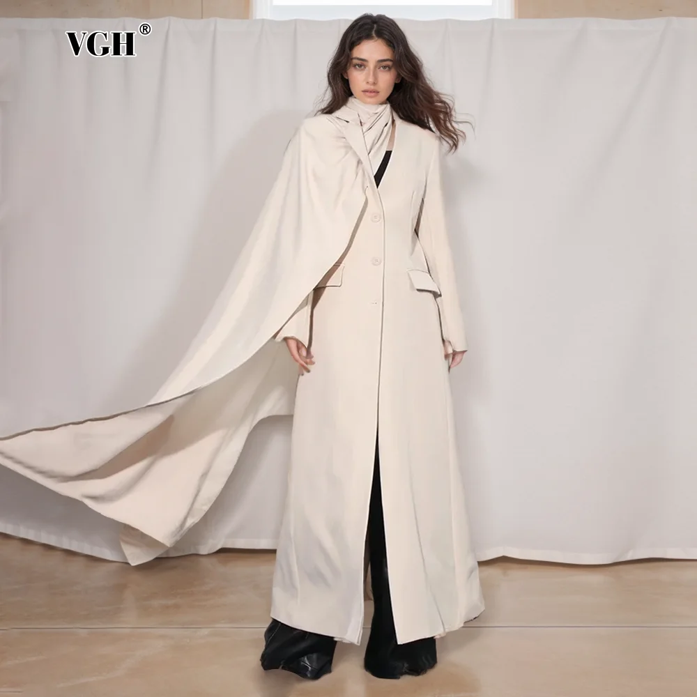 VGH Patchwork Pockets Temperament Trench For Women Scarf Collar Long Sleeve Single Breasted Solid Elegant Coats Female 2024 New
VGH Patchwork Pockets Temperament Trench For Women Scarf Collar Long Sleeve Single Breasted Solid Elegant Coats Female 2024 New