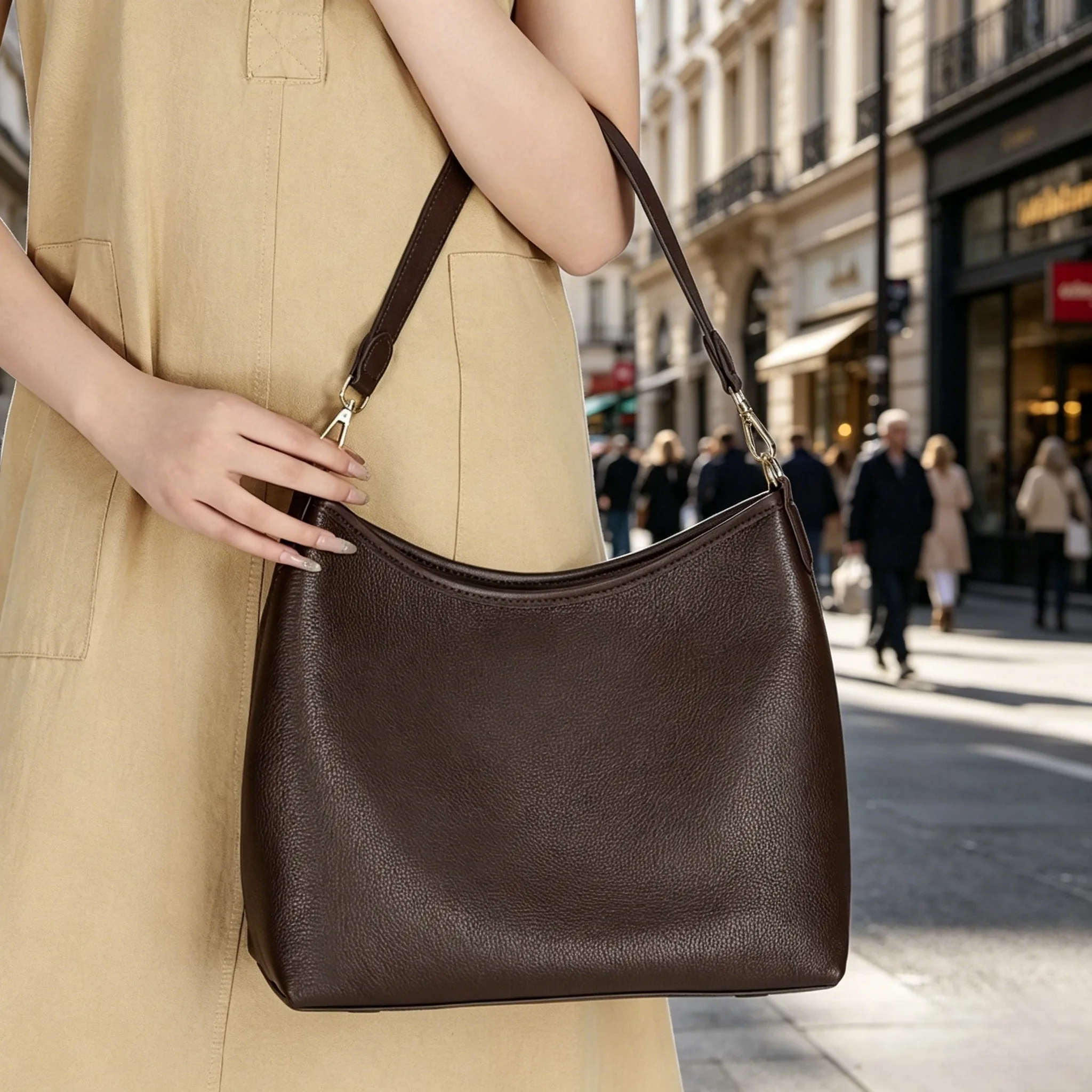Genuine Cowhide Leather Hobo Shoulder Bag for Women Luxury Designer Pebbled Leather Large Capacity Crossbody Tote Underarm Bag
Genuine Cowhide Leather Hobo Shoulder Bag for Women Luxury Designer Pebbled Leather Large Capacity Crossbody Tote Underarm Bag