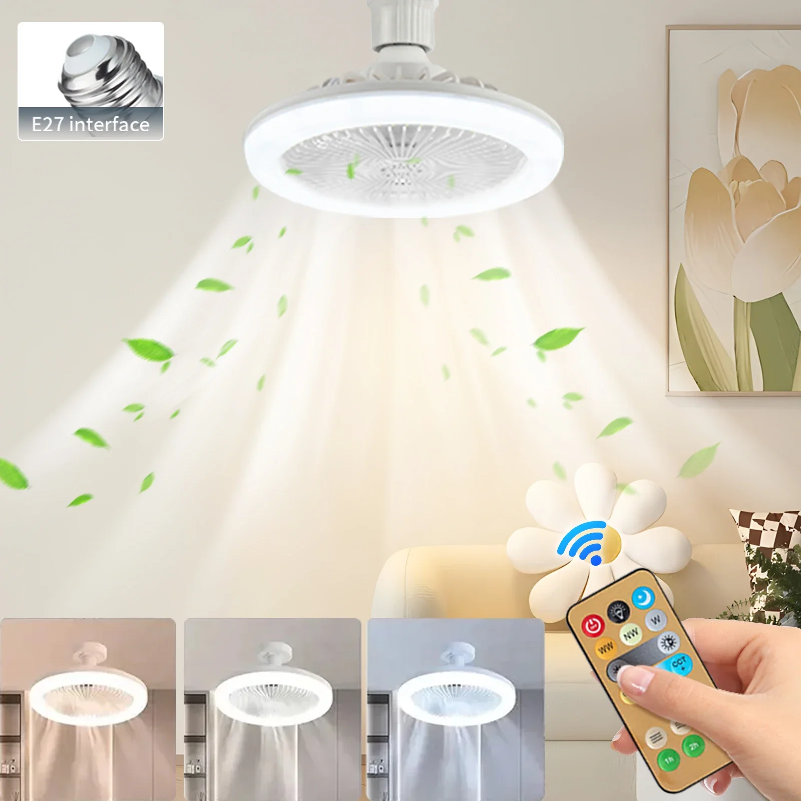 Трехскоростной светодиодный вентилятор 2-в-1 с дистанционным управлением E27 AC85-265V, основание освещения для спальни, гостиной, потолочный вентилятор
Трехскоростной светодиодный вентилятор 2-в-1 с дистанционным управлением E27 AC85-265V, основание освещения для спальни, гостиной, потолочный вентилятор
