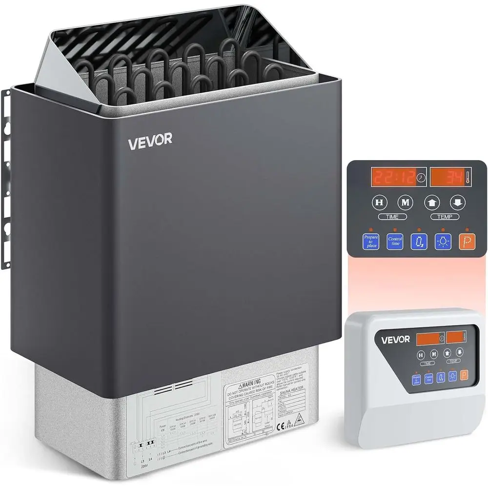 Sauna Heater, 9KW 220V Electric Sauna Stove, Steam Bath Sauna Heater with External Digital Controller, 3h Timer & Adjustable Tem
Sauna Heater, 9KW 220V Electric Sauna Stove, Steam Bath Sauna Heater with External Digital Controller, 3h Timer & Adjustable Tem