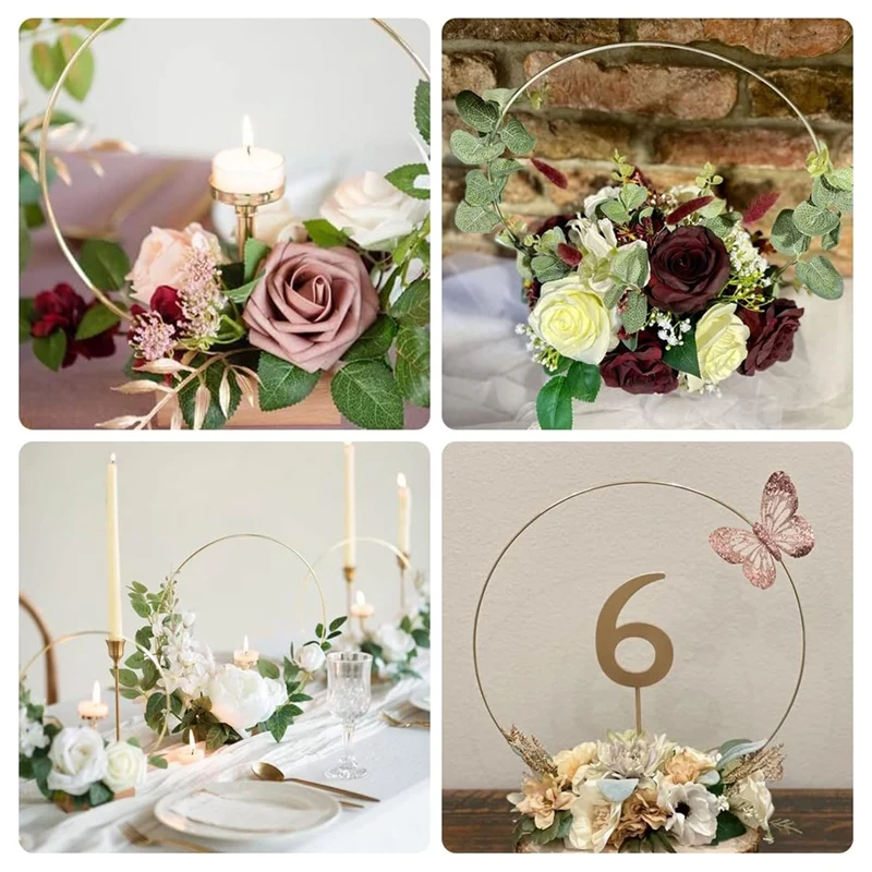 Hoop10 Pack 10 Inch Metal Floral Hoop Wreath Centerpiece Table Decorations with Place Holders for DIY Wedding Table Decor
Hoop10 Pack 10 Inch Metal Floral Hoop Wreath Centerpiece Table Decorations with Place Holders for DIY Wedding Table Decor