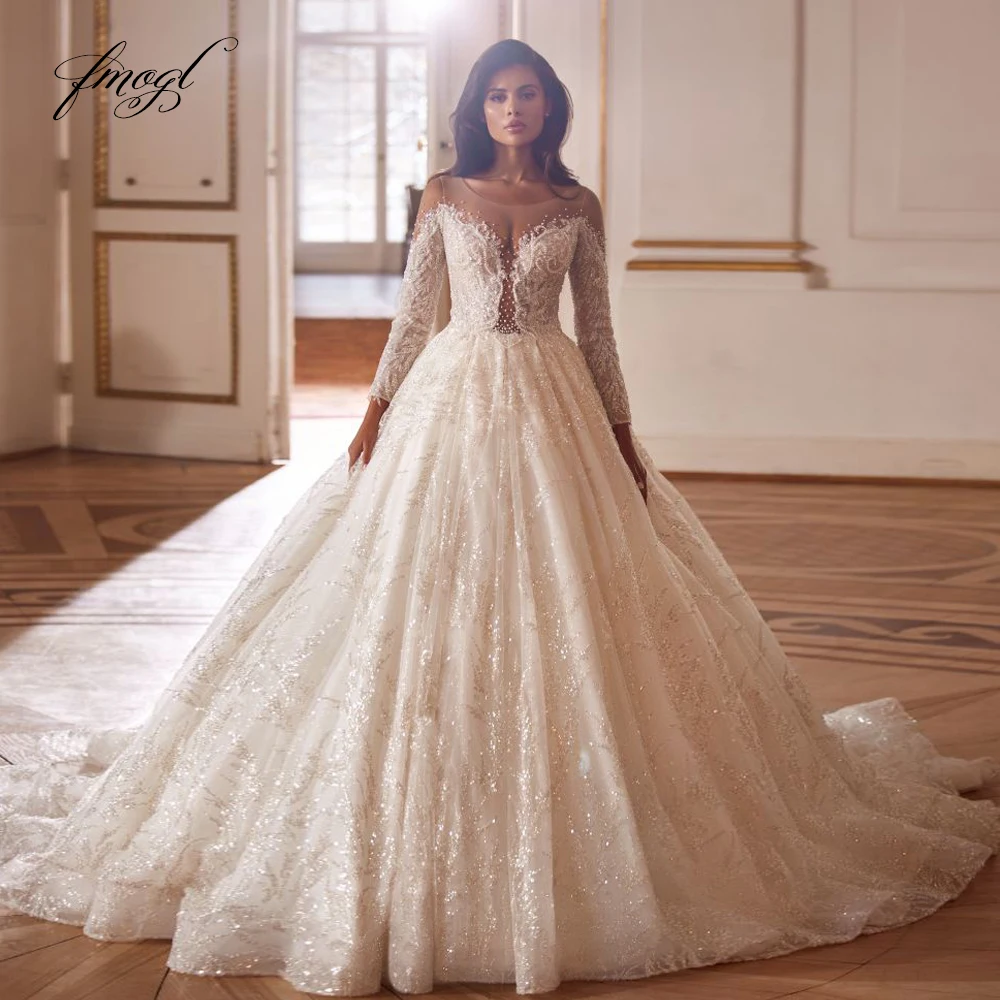 Fmogl Ball Gown Princess Wedding Dresses O-Neck Long Sleeve Vestido De Novia Lace Embroidery Beaded Glamorous Robe De Mariee
Fmogl Ball Gown Princess Wedding Dresses O-Neck Long Sleeve Vestido De Novia Lace Embroidery Beaded Glamorous Robe De Mariee