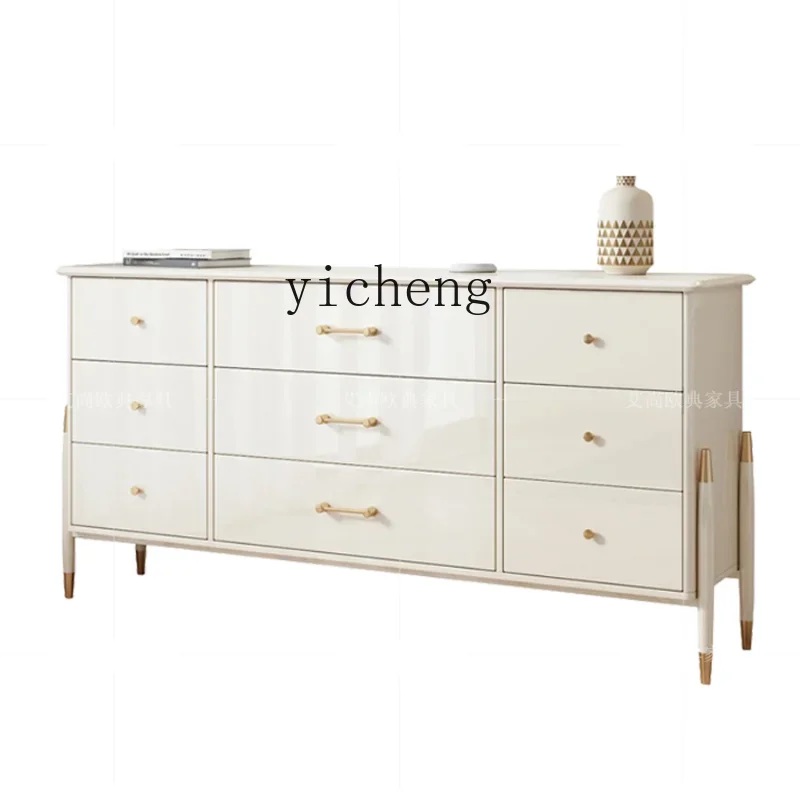 Solid Wood Chest of Drawers White Multi-Functional Nine-Drawer Cabinet Storage Bedroom Bed Front Cabinet 
Solid Wood Chest of Drawers White Multi-Functional Nine-Drawer Cabinet Storage Bedroom Bed Front Cabinet