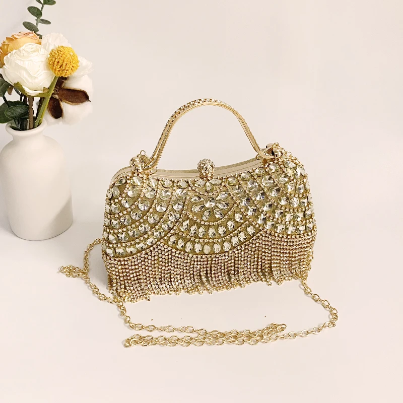 Metal Top Handle Sparkling Diamond Tassels Handbag Glitter Box Evening Bags Rhinestone Clutch Purse
Metal Top Handle Sparkling Diamond Tassels Handbag Glitter Box Evening Bags Rhinestone Clutch Purse