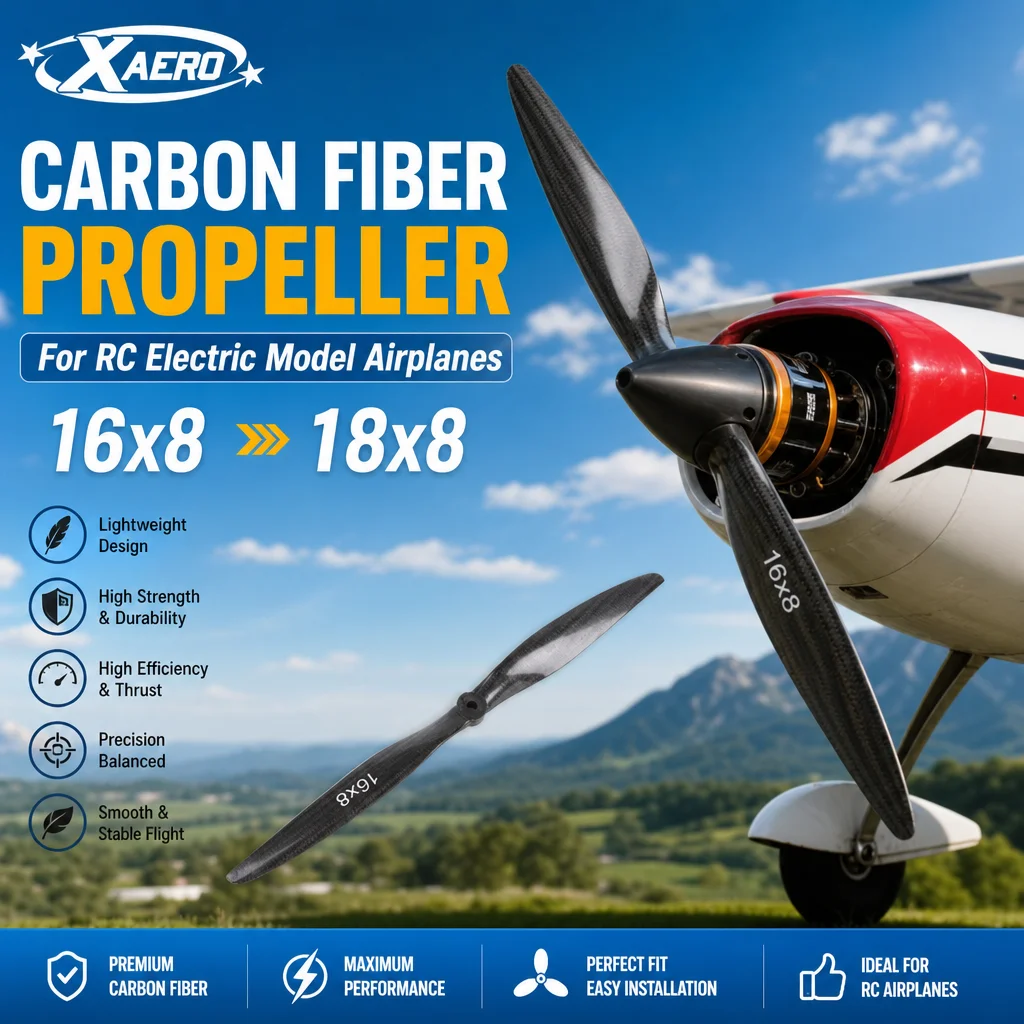XAERO Carbon Fiber Propeller Electric 16x8 18x8 inches for RC Electric Model Airplanes
XAERO Carbon Fiber Propeller Electric 16x8 18x8 inches for RC Electric Model Airplanes