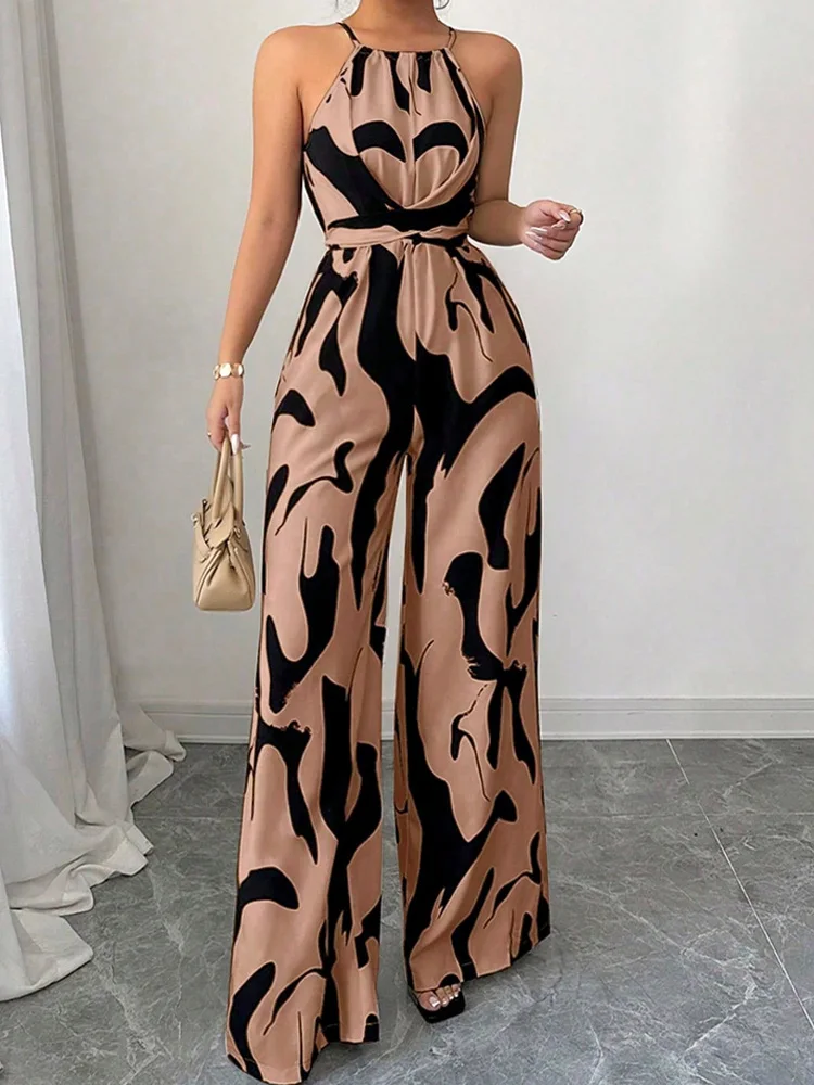Elegant Abstract Print Sexy Halter Jumpsuits for Women 2026 Summer Fashion Sleeveless Wide Leg Pant Rompers One Piece Outfits
Elegant Abstract Print Sexy Halter Jumpsuits for Women 2026 Summer Fashion Sleeveless Wide Leg Pant Rompers One Piece Outfits