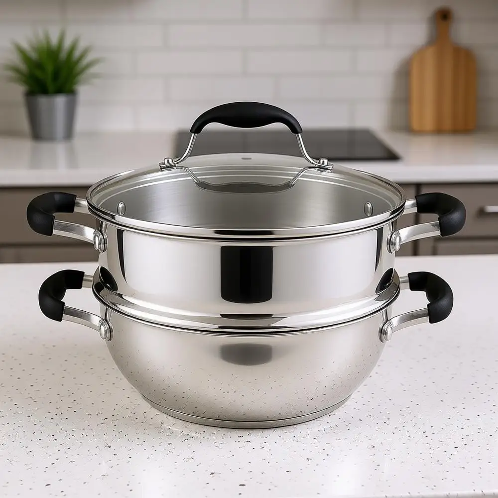 Набор из 3 предметов: кастрюля и сковорода из нержавеющей стали 18/10 с крышками из стекла, для индукционных плит
Набор из 3 предметов: кастрюля и сковорода из нержавеющей стали 18/10 с крышками из стекла, для индукционных плит