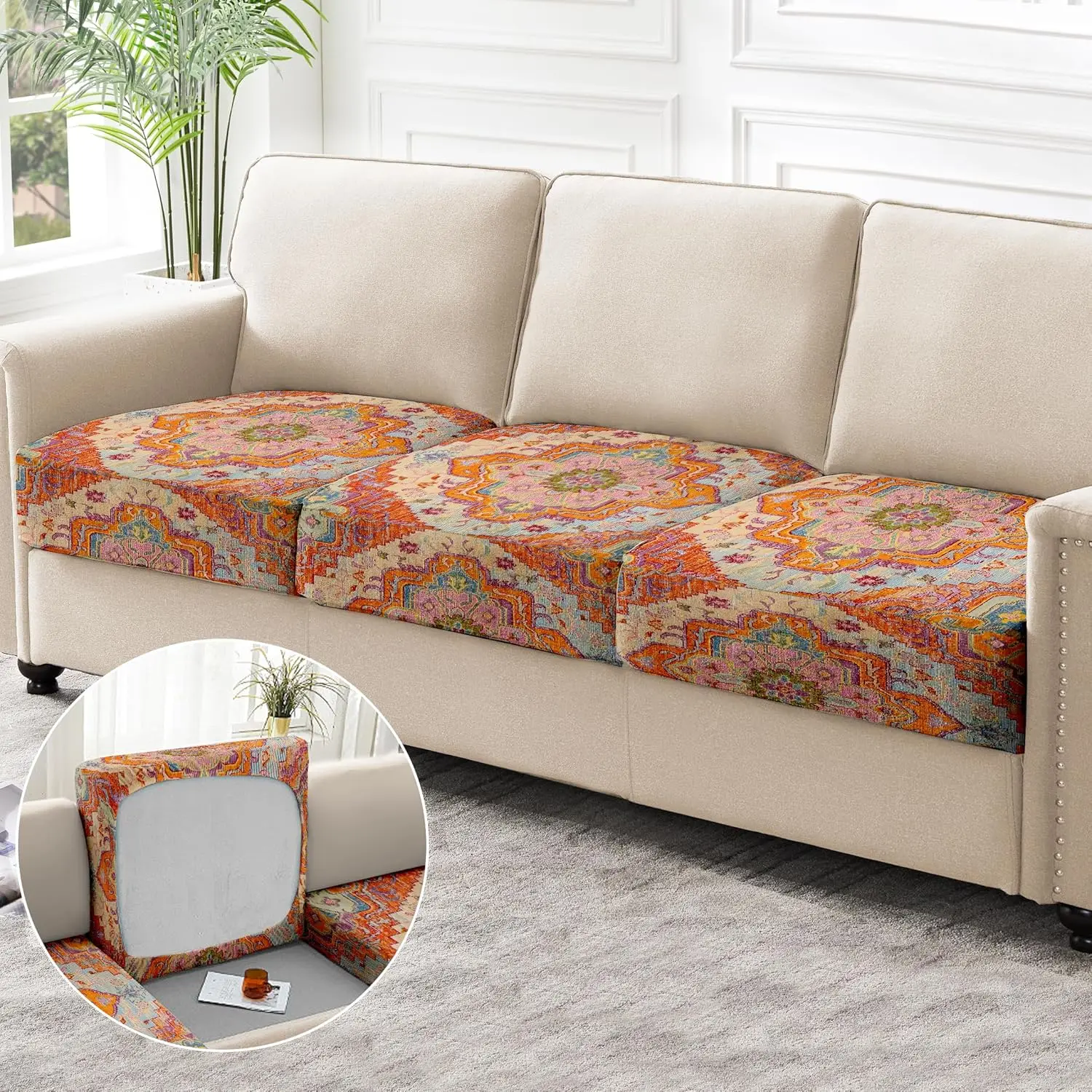 Printed Couch Cushion Covers,Washable Boho Decor Printed Elastic Sofa Cover,Indoor Outdoor Sofa Slipcovers-Orange
Printed Couch Cushion Covers,Washable Boho Decor Printed Elastic Sofa Cover,Indoor Outdoor Sofa Slipcovers-Orange