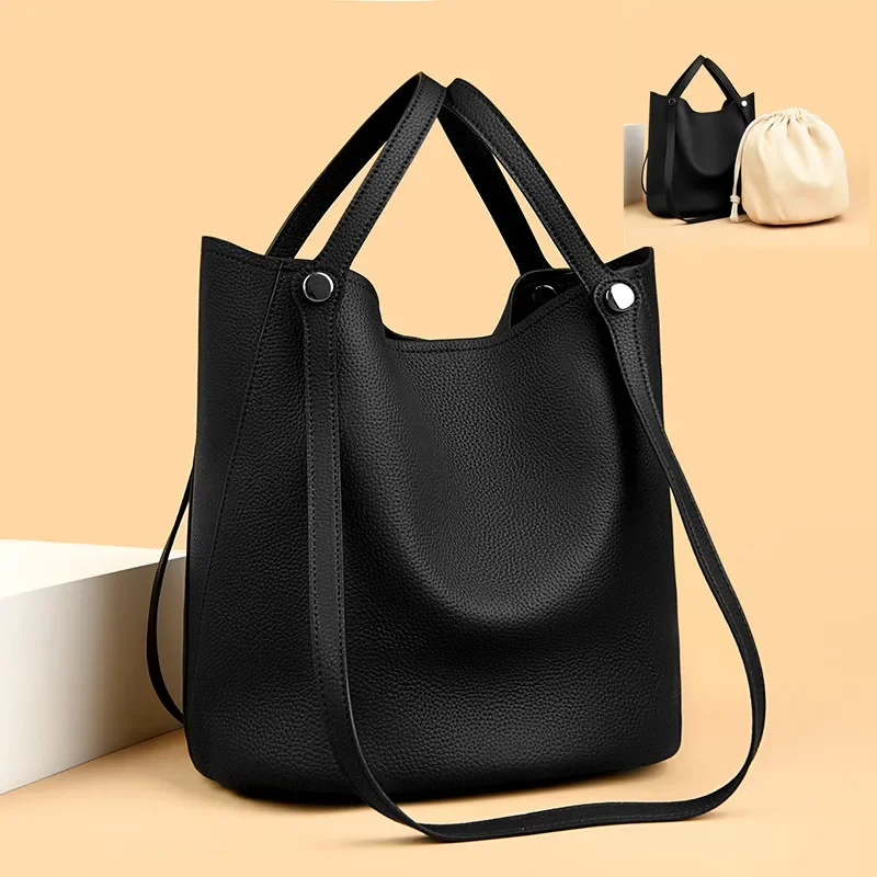 Luxury Genuine Leather Large Capacity Women Tote Bags Ladies Solid Color Cowhide Shoulder Crossbody Bucket Bag Female Sac A Main
Luxury Genuine Leather Large Capacity Women Tote Bags Ladies Solid Color Cowhide Shoulder Crossbody Bucket Bag Female Sac A Main