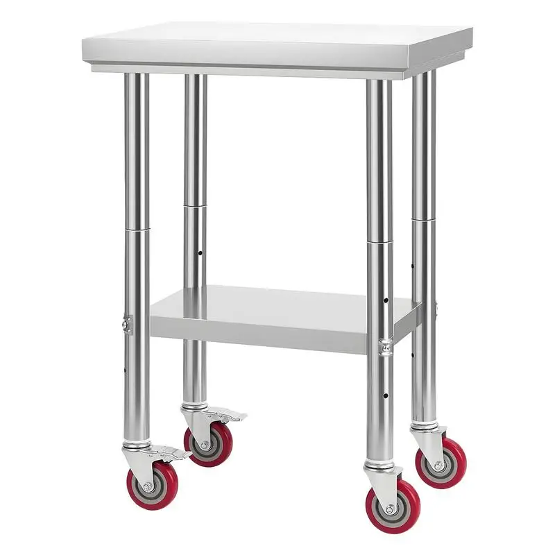 Stainless steel work table/kitchen table (61 x 45 cm) for food preparation with wheels, preparation table with adjustable under-shelf for commercial kitchens, restaurants, hotels, garages, and outdoor use.
Stainless steel work table/kitchen table (61 x 45 cm) for food preparation with wheels, preparation table with adjustable under-shelf for commercial kitchens, restaurants, hotels, garages, and outdoor use.