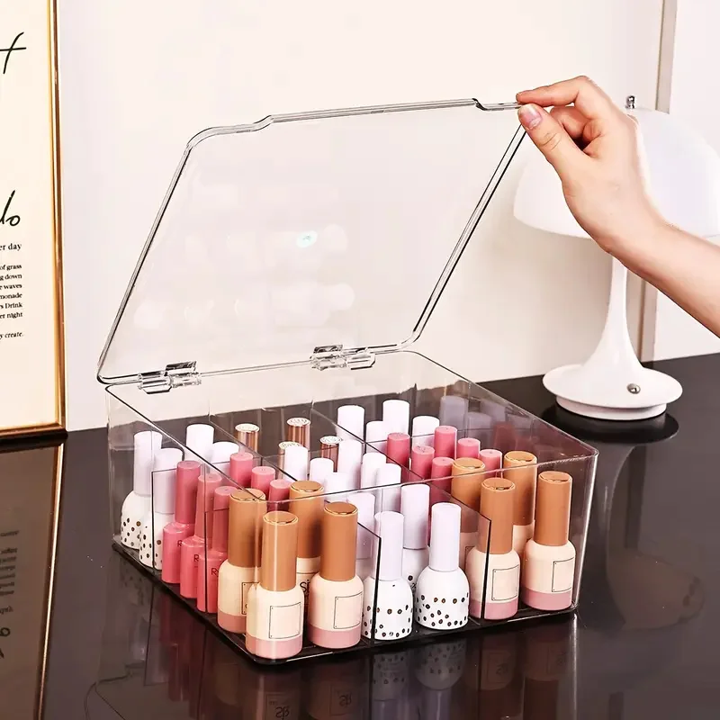 Clear Nail Polish Storage Box with Lid And Adjustable Dividers 9 Grids Universal Nail Polish Bottles Organizer Nail Tools Holder
Clear Nail Polish Storage Box with Lid And Adjustable Dividers 9 Grids Universal Nail Polish Bottles Organizer Nail Tools Holder