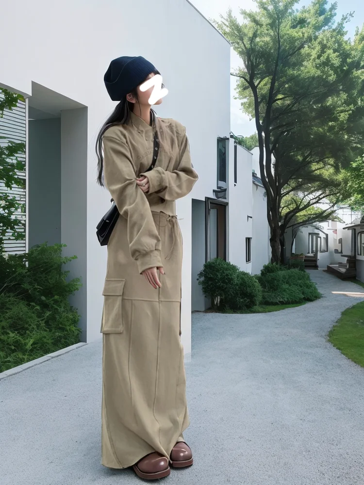 Sweet Cool Spicy Short Sleeve Long Sleeve Women's Sweatshirt Top High Waist Workwear Midi Skirt Two Piece Set Autumn New Style
Sweet Cool Spicy Short Sleeve Long Sleeve Women's Sweatshirt Top High Waist Workwear Midi Skirt Two Piece Set Autumn New Style