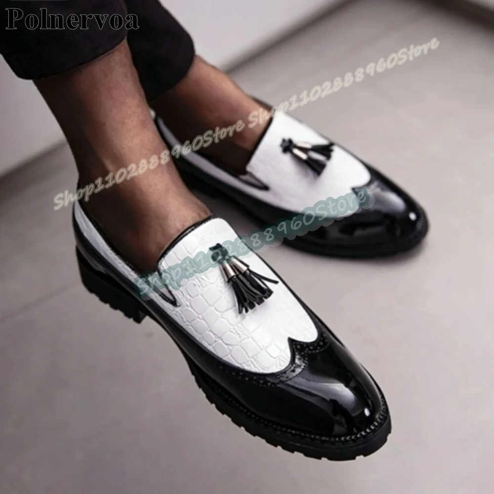 Casual Black And White Patchwork Tassels Men Pumps Flats Trendy Shoes For Men Slip On Banquet Fashionable Catwalk 2026 Men Pumps
Casual Black And White Patchwork Tassels Men Pumps Flats Trendy Shoes For Men Slip On Banquet Fashionable Catwalk 2026 Men Pumps