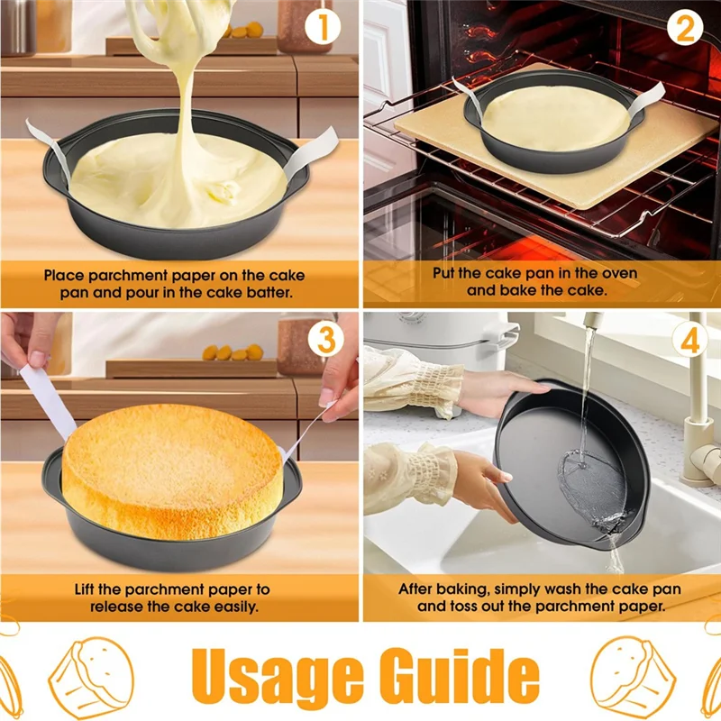 SOFT-8 Inch Round Cake Pan, Nonstick Cake Pans With 100 PCS Parchment Paper, Carbon Steel Cake Baking Pans With Handle
SOFT-8 Inch Round Cake Pan, Nonstick Cake Pans With 100 PCS Parchment Paper, Carbon Steel Cake Baking Pans With Handle