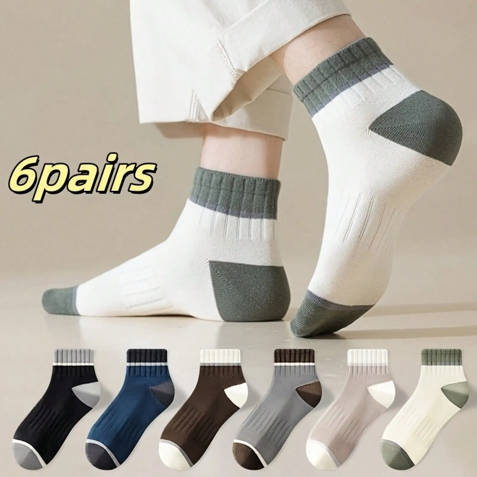 6 Pairs Of Men's 100% Cotton Mid-Calf Socks - Multi-Color Mix, Elastic Ribbed Edges, Breathable And Moisture-Wicking, Machine Washable, Suitable For Casual And Sports Wear
6 Pairs Of Men's 100% Cotton Mid-Calf Socks - Multi-Color Mix, Elastic Ribbed Edges, Breathable And Moisture-Wicking, Machine Washable, Suitable For Casual And Sports Wear