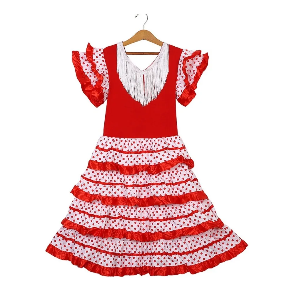 Fashion Tassel Spanish Dance Dress Short Sleeve Dot Design Gypsy Dress Traditional Classic Traditional Spanish Dress Carnival
Fashion Tassel Spanish Dance Dress Short Sleeve Dot Design Gypsy Dress Traditional Classic Traditional Spanish Dress Carnival