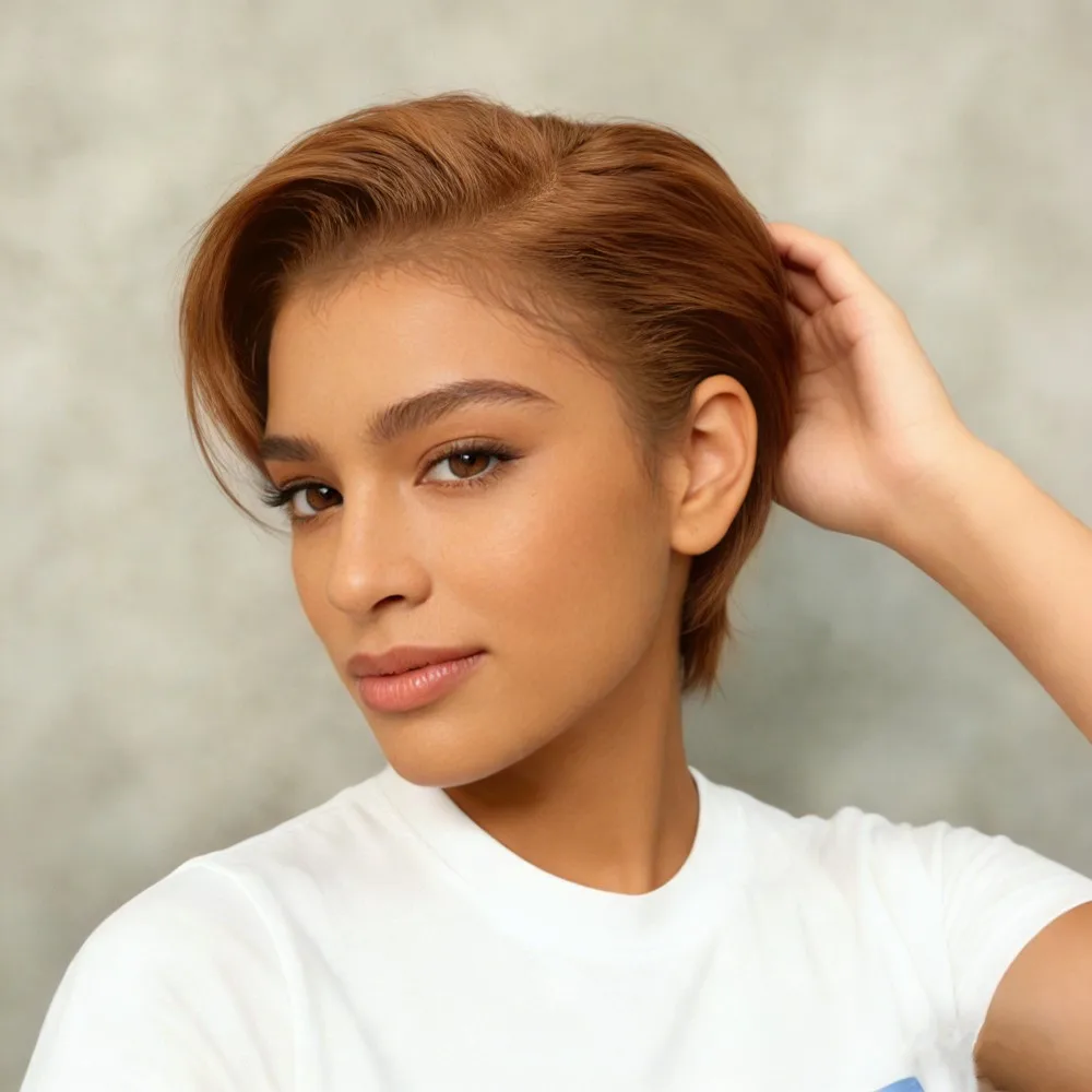 6-дюймовый коричневый парик из натуральных волос, 150% плотность, короткая прямая стрижка пикси, для женщин, для повседневного использования, парик с кружевом 13x4
6-дюймовый коричневый парик из натуральных волос, 150% плотность, короткая прямая стрижка пикси, для женщин, для повседневного использования, парик с кружевом 13x4