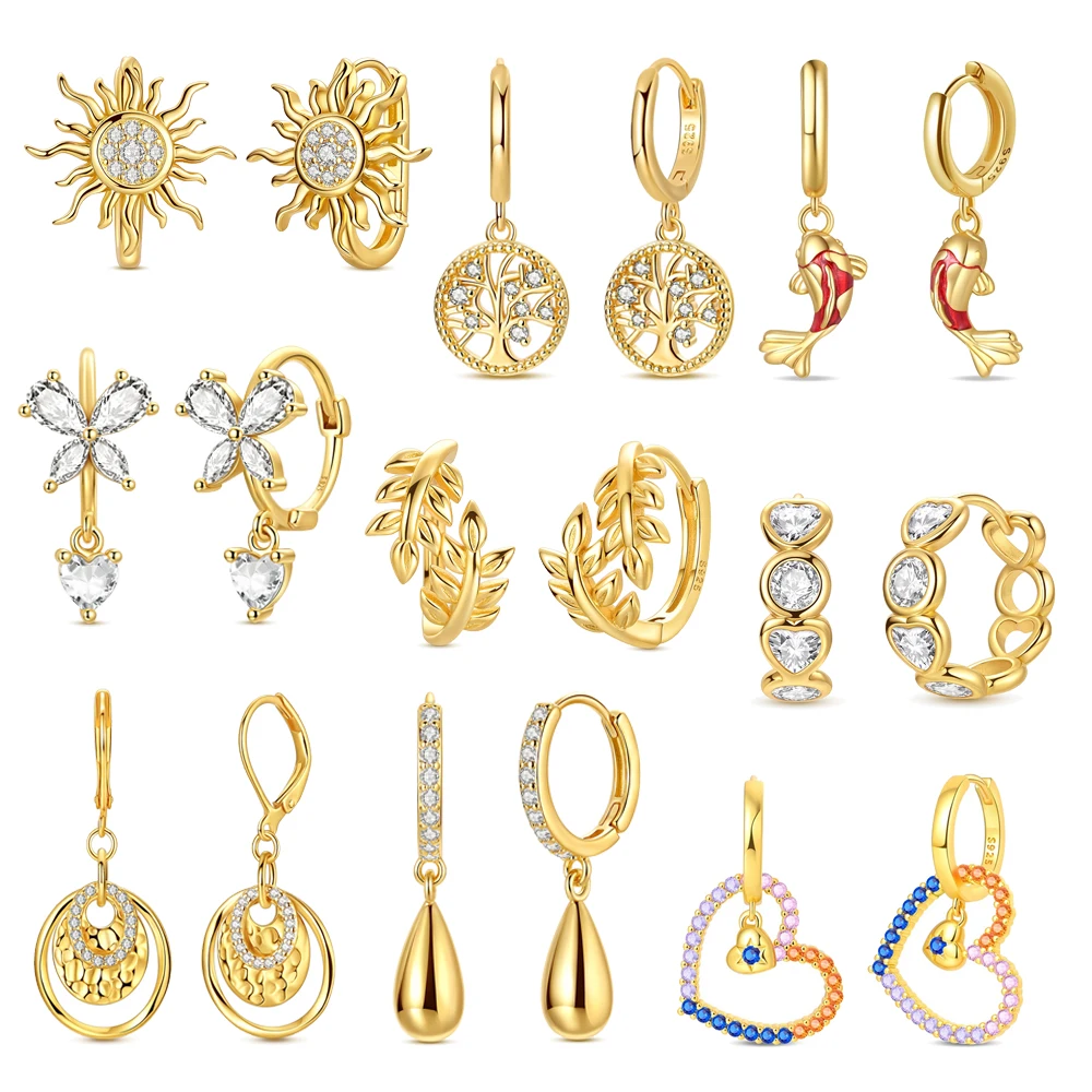 Gold Series 925 Sterling Silver Butterfly Sun Koi Heart-to-Heart Tree of Life Earrings Women's Exquisite Jewelry Gifts
Gold Series 925 Sterling Silver Butterfly Sun Koi Heart-to-Heart Tree of Life Earrings Women's Exquisite Jewelry Gifts