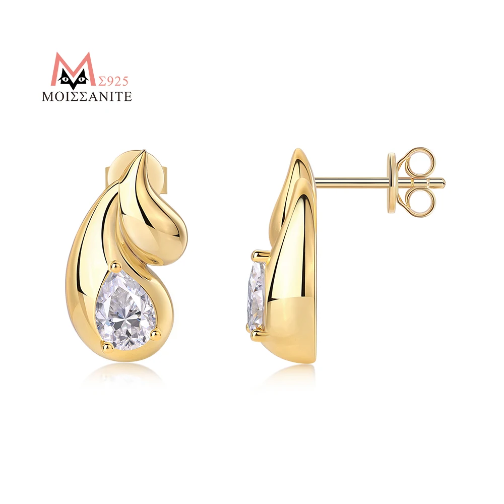 18K Gold Plated 925 Sterling Silver Teardrop Earrings with D Color VVS1 3EX Moissanite, Elegant Jewelry for Women - Luxury Gift
18K Gold Plated 925 Sterling Silver Teardrop Earrings with D Color VVS1 3EX Moissanite, Elegant Jewelry for Women - Luxury Gift