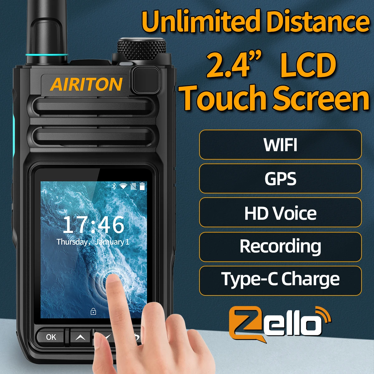 AIRITON AI-3288 PoC Radio 4G Zello 2.4” Touch Screen Network Walkie Talkie Phone Call GPS Record Bluetooth Unlimited Distance
AIRITON AI-3288 PoC Radio 4G Zello 2.4” Touch Screen Network Walkie Talkie Phone Call GPS Record Bluetooth Unlimited Distance
