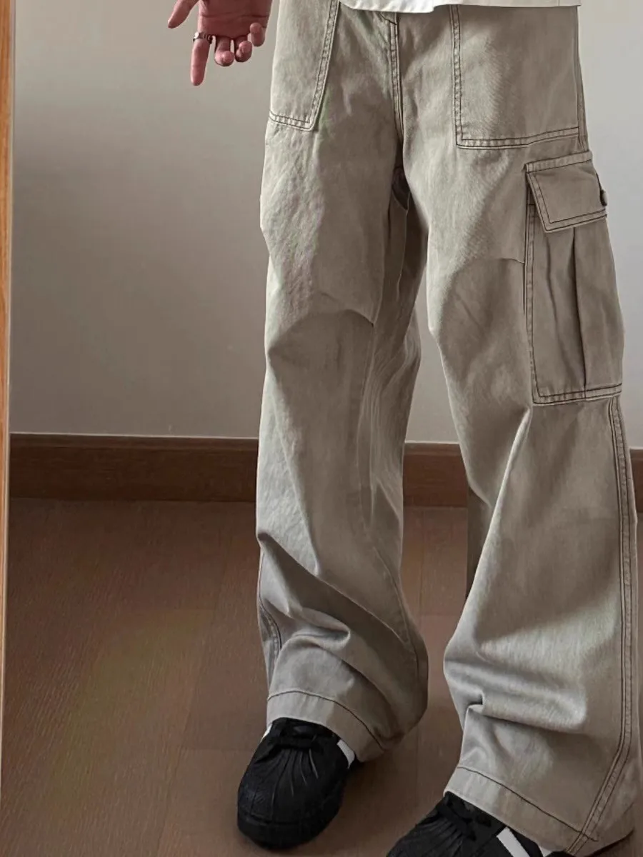 American Retro Pleated Work Pants Men Women Casual Wide Leg ket Design High Street Vibe Cotton Straight Leg Trousers
American Retro Pleated Work Pants Men Women Casual Wide Leg ket Design High Street Vibe Cotton Straight Leg Trousers