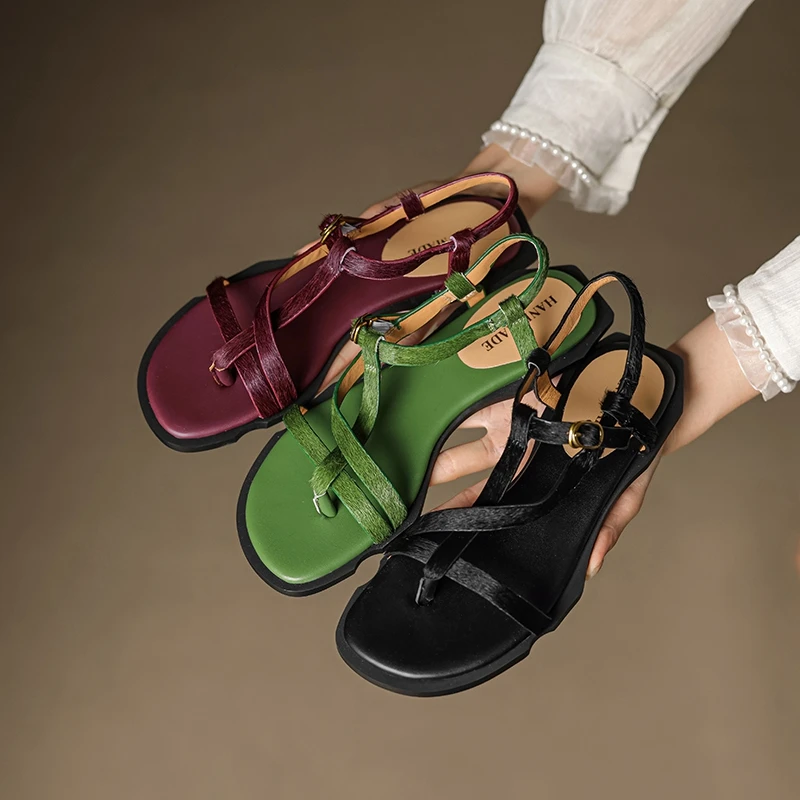 Women's new summer genuine leather cowhide horsehair low heel clip toe exposed toe loose grip round toe fashion sandals
Women's new summer genuine leather cowhide horsehair low heel clip toe exposed toe loose grip round toe fashion sandals