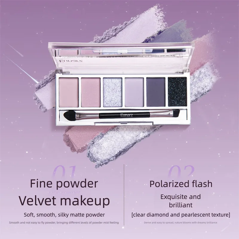 Eunarz's Six-color Eyeshadow Palette For Daily Light Makeup, Smoky Eye Makeup, Blue And Purple
Eunarz's Six-color Eyeshadow Palette For Daily Light Makeup, Smoky Eye Makeup, Blue And Purple