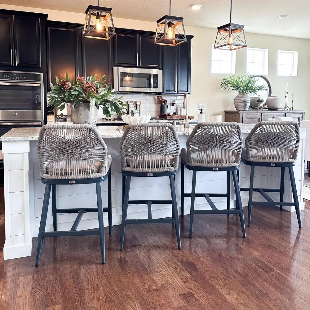Bar Stools Set of 4 Outdoor Bar Height Metal Stools Modern Wicker Rattan Barstools with Back Aluminum Outside Garden Patio Bar
Bar Stools Set of 4 Outdoor Bar Height Metal Stools Modern Wicker Rattan Barstools with Back Aluminum Outside Garden Patio Bar