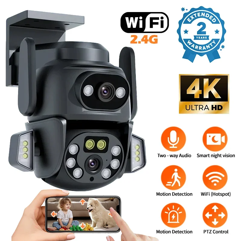 8MP WIFI Security Camera IP66 Smart Surveillance protection PTZ Dual Screen Night Vision Automatic Tracking Outdoor home cameras
8MP WIFI Security Camera IP66 Smart Surveillance protection PTZ Dual Screen Night Vision Automatic Tracking Outdoor home cameras