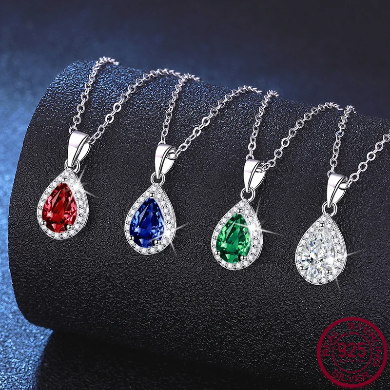 New moissanite S925 pure silver inlaid with cultivated ruby, sapphire, emerald necklace, wedding jewelry
New moissanite S925 pure silver inlaid with cultivated ruby, sapphire, emerald necklace, wedding jewelry
