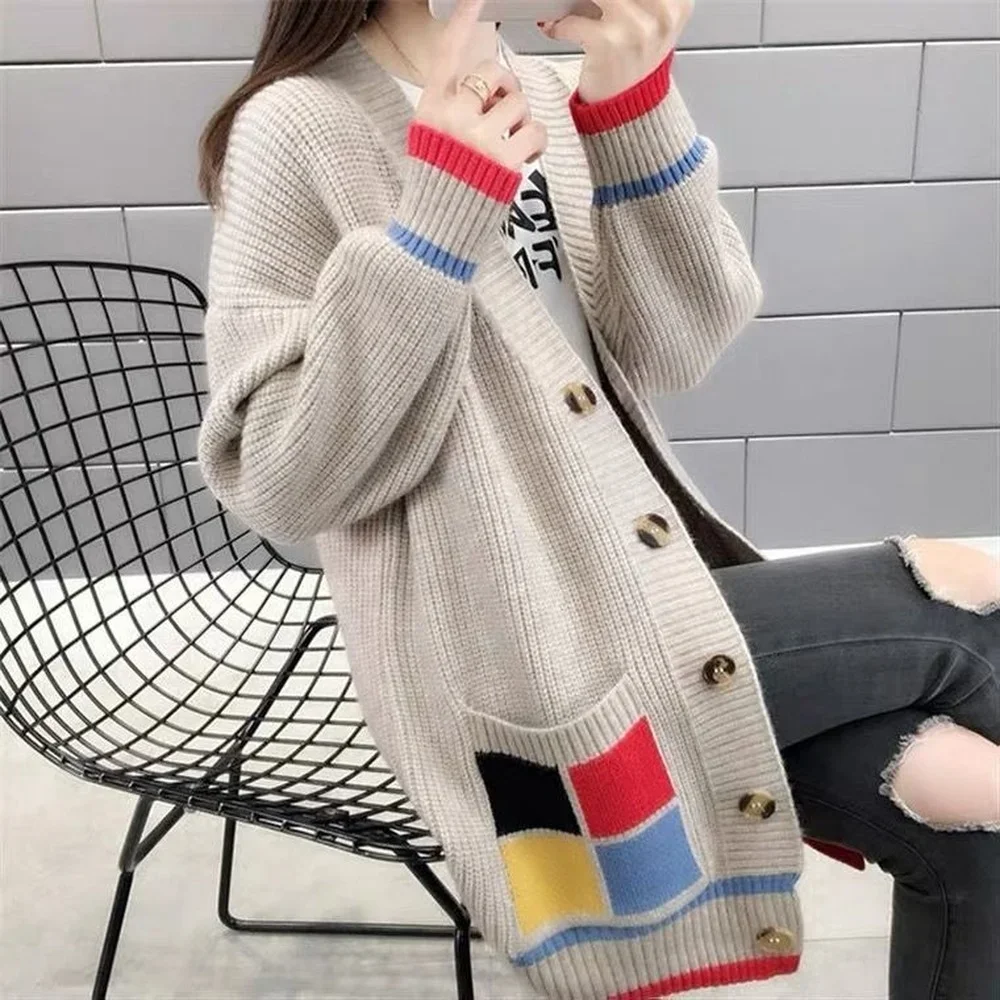 Mid-length Women's Cardigan Sweater, Korean Style Pocket V-Ling Single-breasted Knitted Jacket, Spring and Autumn Loose Warm Top
Mid-length Women's Cardigan Sweater, Korean Style Pocket V-Ling Single-breasted Knitted Jacket, Spring and Autumn Loose Warm Top