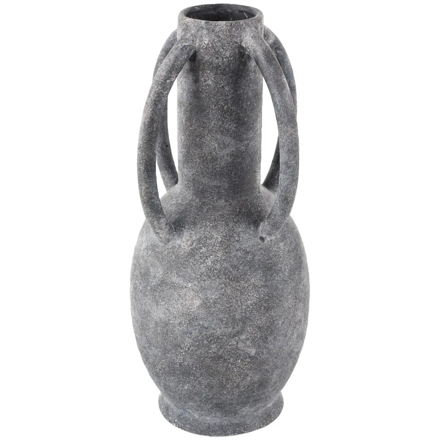 15" Textured Whitewashed Gray Ceramic Vase with 4 Handles
15" Textured Whitewashed Gray Ceramic Vase with 4 Handles