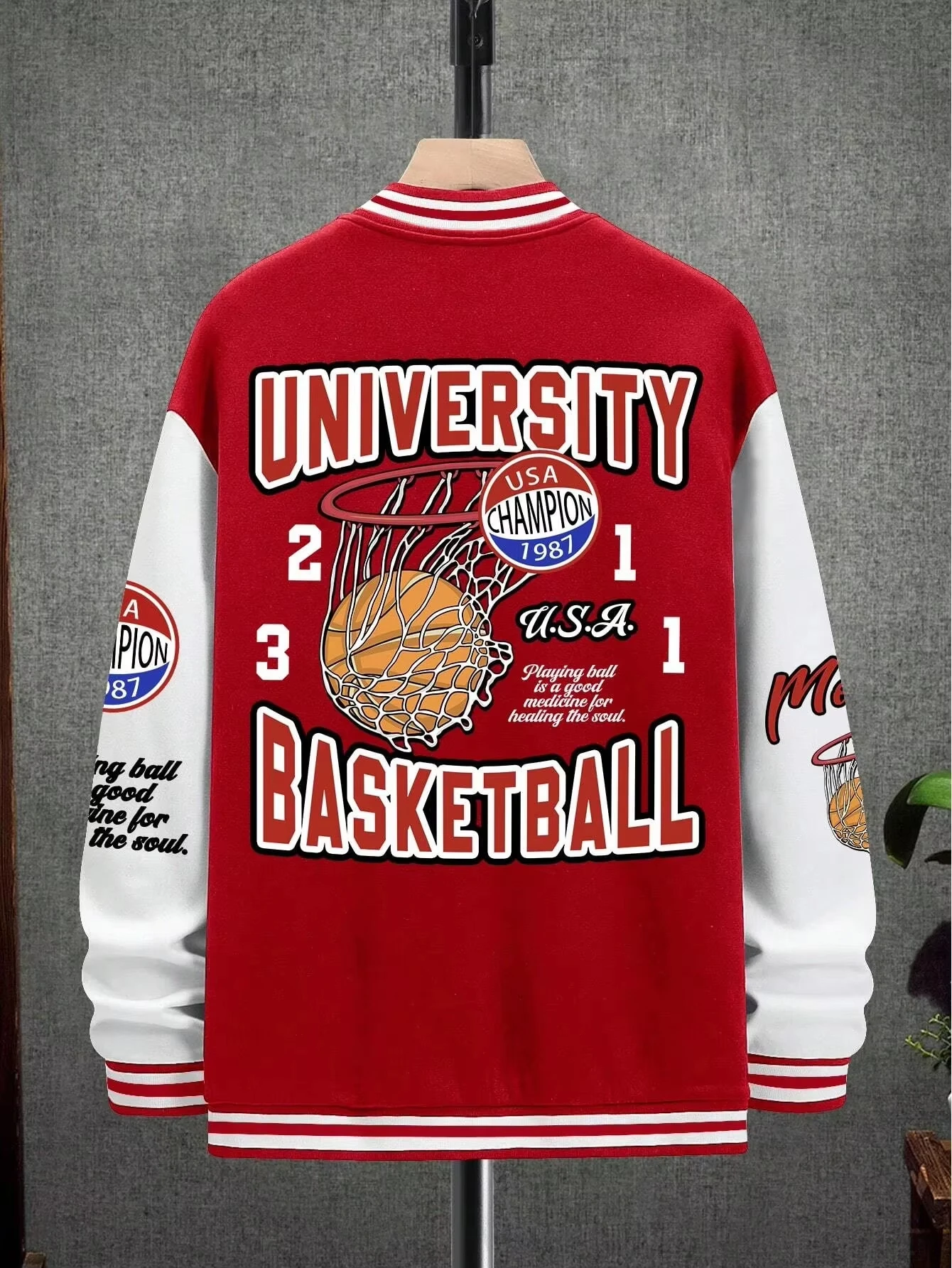 Summer Manfinity EMRG Oversized Men's Drop Shoulder Varsity Jacket with Letter Graphic Striped Trim and Colorblock Design
Summer Manfinity EMRG Oversized Men's Drop Shoulder Varsity Jacket with Letter Graphic Striped Trim and Colorblock Design